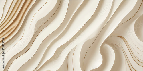 A luxury white silk and golden satin fabric background featuring soft flowing waves of smooth liquid material with a shiny cream textile texture