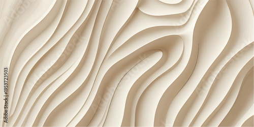 A smooth golden wood texture background features a shiny liquid wave design with a luxury silk and satin swirl pattern