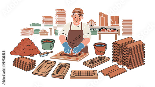 Artisan Crafting: A skilled artisan meticulously works at a workshop, skillfully shaping clay into intricate forms. Witness the precision of their craft and the beauty of creation.