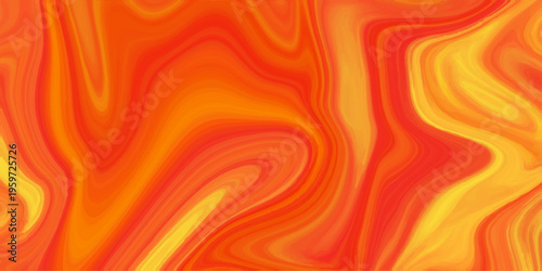 Abstract orange and yellow liquid marble background; vibrant fiery fluid acrylic swirl texture with dynamic wavy flow