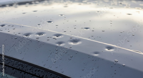 Car roof dented by hail