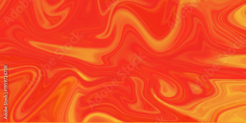 Abstract orange and yellow liquid marble background; vibrant fiery fluid acrylic swirl texture with dynamic wavy flow