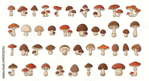 A Collection of Various Styles and Colors of Mushrooms for Your Design Needs
