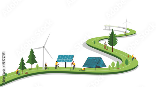 A serene and natural landscape featuring a solitary tree on a green hill, evoking feelings of calmness and tranquility, ideal for use in environmental