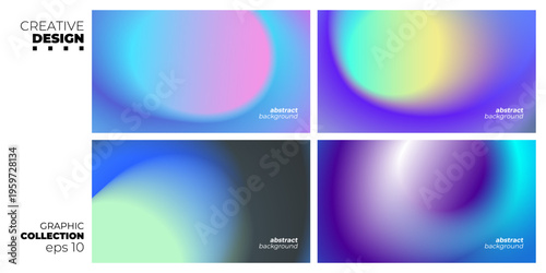 Abstract Backgrounds Collection. Vibrant blurred stains. Bright color gradients for creative graphic design. Vector illustration.