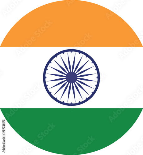 India national flag icon.  Symbol of International Unity. National Flag of India with Official Colors, India flag  Independence Day.  India Square and round icon isolated on transparent PNG