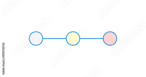 線でつながったカラフルな3つの丸のテンプレート素材 - シンプルでおしゃれなフロー・ステップ図解