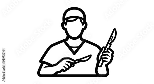 Chef Holding Knife and Spatula.