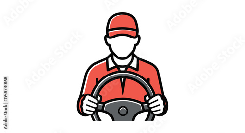 Delivery Driver Holding Steering Wheel.