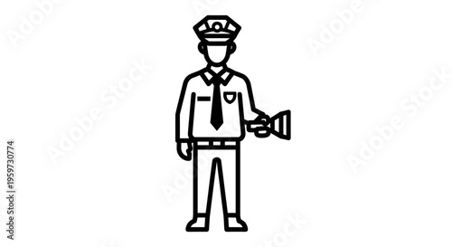 Police Officer Holding Megaphone Icon.