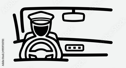 Police Officer Driving Patrol Car.