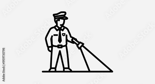 Policeman Holding Megaphone Icon Illustration.