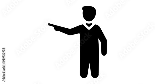 Silhouette of Man Pointing Gesture.
