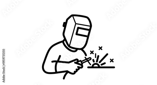 Welding Worker in Protective Gear.