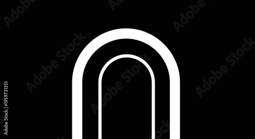 White Archway on Black Background.