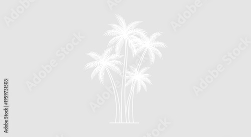 White Palm Trees on Gray Background.