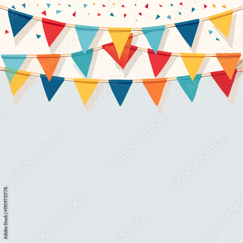 上部に飾られたカラフルなガーランドのお祝い用背景ベクターイラスト