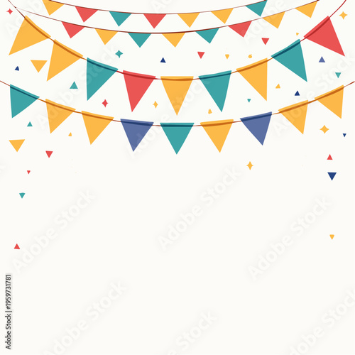上部に飾られたカラフルなガーランドのお祝い用背景ベクターイラスト