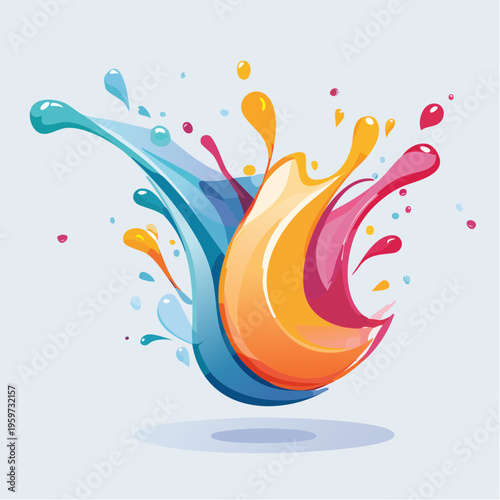 ドリンクのしぶきが抽象的な形を作るお祝いのベクターイラスト