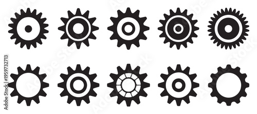 Collection of detailed cogwheel icons for watch mechanism and clockwork. vector illustration eps 10