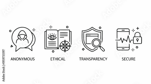 Icons Representing Secure Online Concepts.