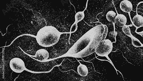 Sperm Cells Under Microscope Closeup.