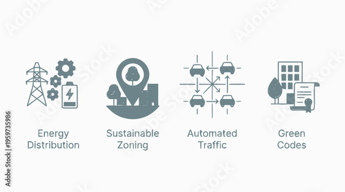 Sustainable urban planning concept icons.