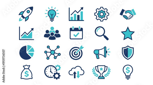 Corporate Business and Financial Growth Icon Set