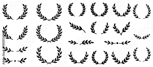 Classic Laurel Wreaths and Olive Branches Set