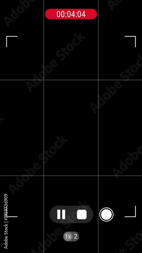 Smartphone camera recording interface, digital video recorder screen overlay mobile phone viewfinder template timer