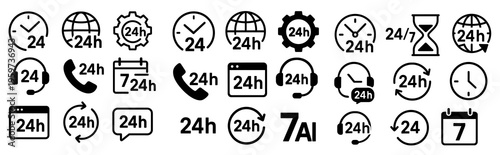 24-Hour Customer Support and Service Symbols
