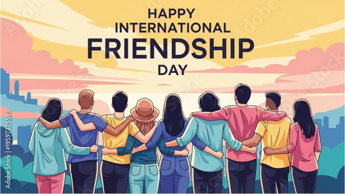 People standing together celebrating International Friendship Day outdoors