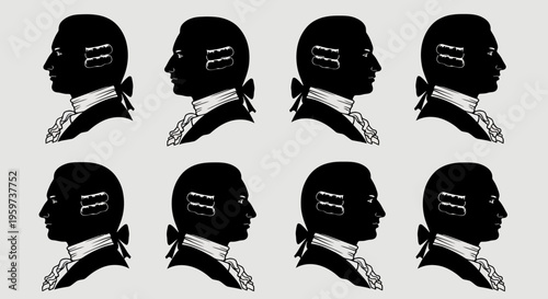 Collection of Silhouette Profiles in the Style of Historical Portraits with a Discreet Modern Touch