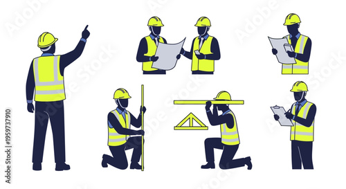 Construction workers with safety gear.