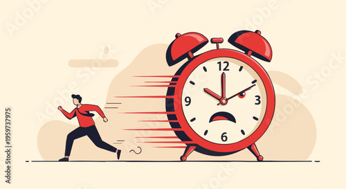 Running Alarm Clock Deadline Time Pressure Concept