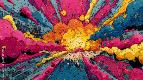 カラフルなエネルギーバースト抽象アート背景
