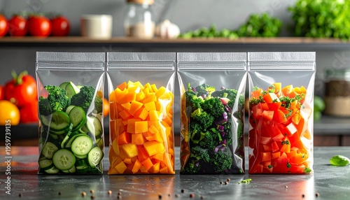 Fresh Vegetables Stored in Reusable Bags.