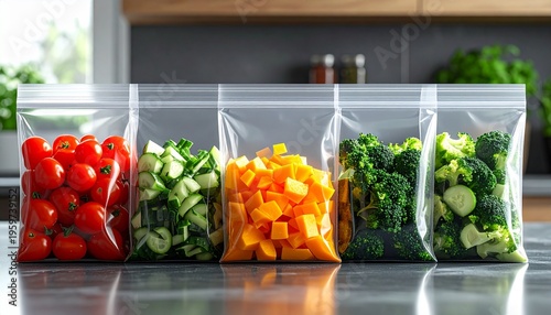 Fresh Vegetables Stored in Reusable Bags.