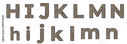 Squiggles Trippy patterns h, i, j, k, l, m, n word design text alphabet letter typography font design