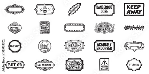 Antique ornate labels and badges for packaging and design