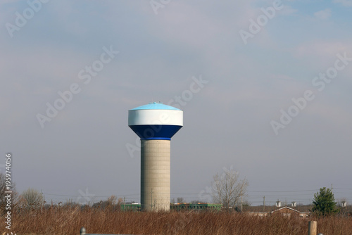 view of a towns watertower water supply 