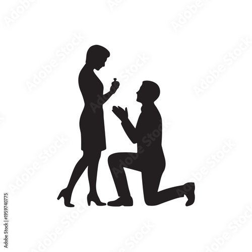Man proposing to woman with ring on knee romantic gesture