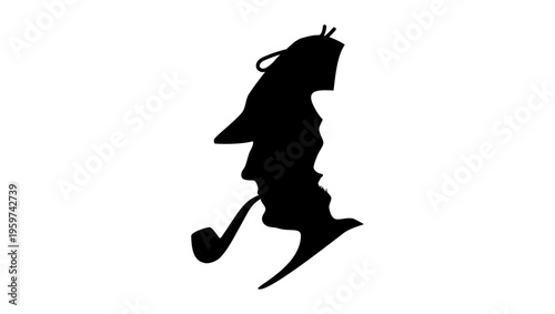 Sherlock Holmes and Dr. Watson, black isolated silhouette