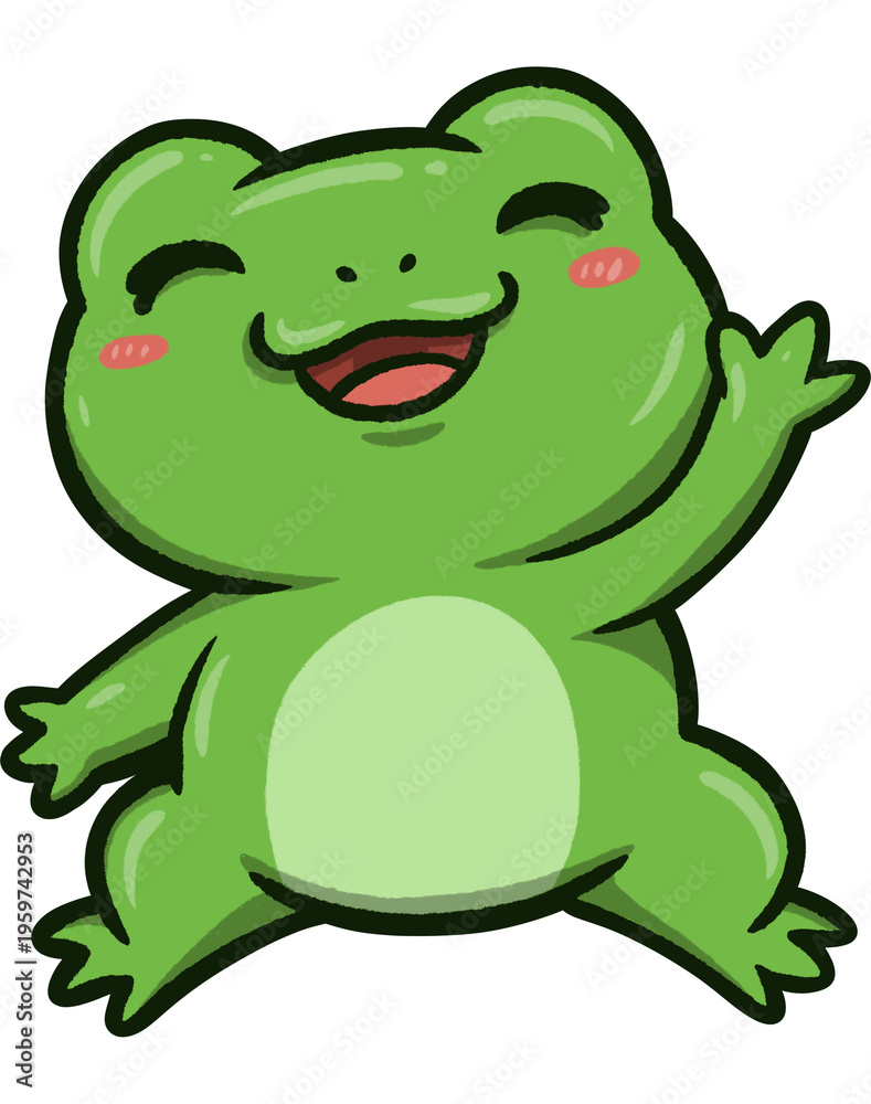 Fototapeta premium Cute Frog Waving Hello Illustration