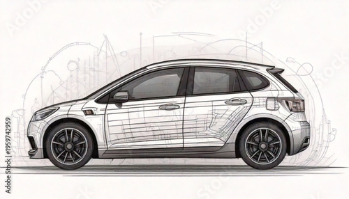 Car Side View Illustration.
