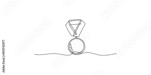 A Continuous Line Drawing of a Diamond Ring with a Large Gemstone