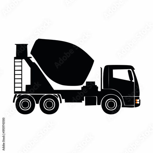 Cement Mixer Truck Side View.