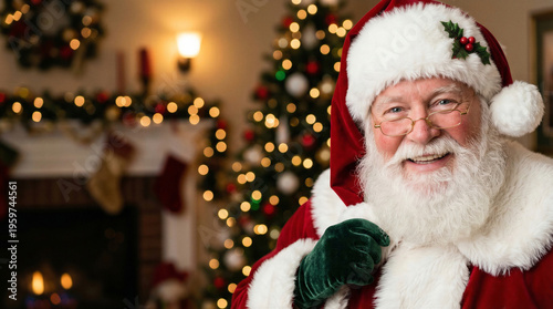 Wallpaper Mural Santa claus smiling at christmas with tree and fireplace Torontodigital.ca
