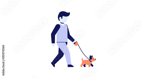 Man walking small orange dog.