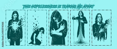 Hopelessness Tearing Apart: Emotional Distress & Mental Breakdown Vector Series